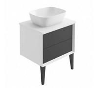 Plum&clay Queens White Floor Standing Bathroom Vanity Unit With Pre-Drilled Tap Hole Worktop (W)65Cm (H)69Cm