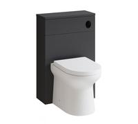 Plum&clay Romeo Matt Grey Back To Wall Toilet Wc Unit With Pan, Cistern & Black Oval Flush Button (W)500mm