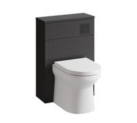 Plum&clay Romeo Matt Grey Back To Wall Toilet Wc Unit With Pan, Cistern & Black Square Flush Button (W)500mm