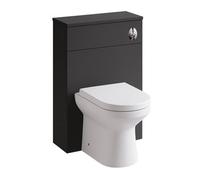 Plum&clay Romeo Matt Grey Back To Wall Toilet Wc Unit With Pan, Cistern & Chrome Oval Flush Button (W)500mm