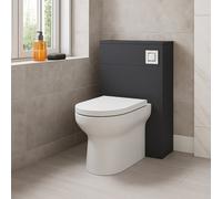 Plum&clay Romeo Matt Grey Back To Wall Toilet Wc Unit With Pan, Cistern & Chrome Square Flush Button (W)500mm