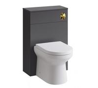 Plum&clay Romeo Matt Grey Back To Wall Toilet Wc Unit With Pan, Cistern & Gold Oval Flush Button (W)500mm