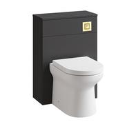 Plum&clay Romeo Matt Grey Back To Wall Toilet Wc Unit With Pan, Cistern & Gold Square Flush Button (W)500mm