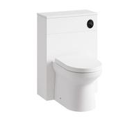 Plum&clay Romeo Matt White Back To Wall Toilet Wc Unit With Pan, Cistern & Black Oval Flush Button (W)500mm