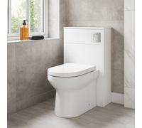 Plum&clay Romeo Matt White Back To Wall Toilet Wc Unit With Pan, Cistern & Chrome Square Flush Button (W)500mm
