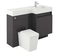 Plum&clay Solstice Gloss Dark Grey Right Hand Bathroom Vanity Basin & Wc Unit Combination (W)1200mm (H)890mm