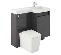 Plum&clay Solstice Gloss Dark Grey Right Hand Bathroom Vanity Basin & Wc Unit Combination (W)900mm (H)890mm