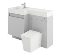 Plum&clay Solstice Gloss Light Grey Left Hand Bathroom Vanity Basin & Wc Unit Combination (W)1200mm (H)890mm