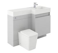 Plum&clay Solstice Gloss Light Grey Right Hand Bathroom Vanity Basin & Wc Unit Combination (W)1200mm (H)890mm