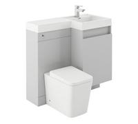 Plum&clay Solstice Gloss Light Grey Right Hand Bathroom Vanity Basin & Wc Unit Combination (W)900mm (H)890mm