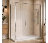 Plum&clay Studi 1600mm Sliding Door & 760mm Side Panel Enclosure With Shower Tray