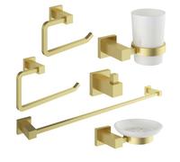 Plum&clay Tate Brushed Gold 6-Piece Bathroom Accessory Set
