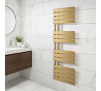 Plum&clay Taurus Brushed Gold Heated Towel Radiator Rail (H)1400mm (W)550mm