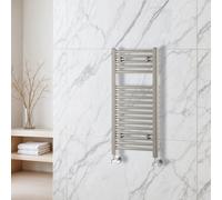 Plum&clay Triton Brushed Nickel Heated Towel Radiator Rail (H)770mm (W)400mm