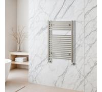 Plum&clay Triton Brushed Nickel Heated Towel Radiator Rail (H)770mm (W)600mm