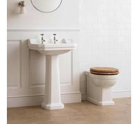 Plum&clay Violet Traditional Basin & Pedestal Victorian Ceramic 2 Hole Bathroom Sink