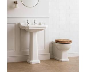 Plum&clay Violet Traditional Basin & Pedestal Victorian Ceramic 2 Hole Bathroom Sink