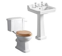 Plum&clay Violet Traditional White Close Coupled Toilet & Full Pedestal Basin Set