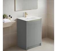 Plum&clay Zion Fluted Grey Freestanding Vanity Unit & Basin Set (W)600mm