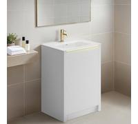 Plum&clay Zion Fluted White Freestanding Vanity Unit & Basin Set (W)600mm