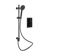 Plum&clay Zoia Black Single Outlet Thermostatic Valve With Round Controls & Slide Rail Kit