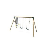 Plum Play Swing Set Wooden Triple Swing Set w/Glider Roundpole