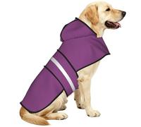 Plum color Print Dog Raincoat - Hooded Pet Raincoat, Outdoor Windproof Puppy Rain Poncho for Medium Large Dogs