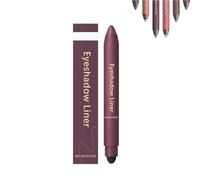 Plum-colored duo eyeshadow pencil with blending brush. Long-lasting, waterproof, and sweat-resistant, smooth and easy to apply.
