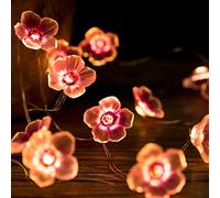 Plum Flower String Lights,KINGCOO 10FT 30LED Pink Cherry Blossom Copper Wire String Lights Battery Operated for Indoor Bedroom Children Girls Room Wall Wedding Birthday Party Decorations
