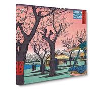Plum Garden at Kamata by Utagawa Hiroshige Canvas Print | Gallery Wrapped 30mm Frame Wall Art | 14x14 inches | Ready to Hang | Asian Floral Picture | Living Room Bedroom Lounge Office