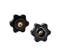 Plum Hand Tighten Nut M4 M5 M6 M8 M10 M12 Through Hole Clamping Star Knob Black Plastic Thumb Handle Adjustable Bass(Through Hole,M8 xD 32mm 5pcs)