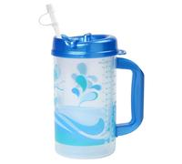 Plum Hill Drink More Water Plastic Tracking Hospital Mug With Measurements, Water Cup with Straw, 32 Oz Hospital Cup with Lid and Straw, Hospital Water Bottle with Straw (Pearl Blue)