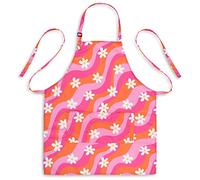 Plum Hill Groovy Flowers Pink and Orange Cosmetology Apron for Hair Stylist, Nail Tech, Esthetician, Make-up Artist - Waterproof Bleach Proof - Hairdresser Apron with Pockets, Multi, Adult
