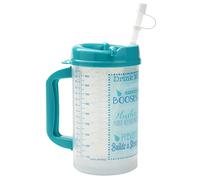 Hospital Cup With Straw and Handle - 32 Ounce Insulated Water Bottle, Drinking Mug With Lid - Teal