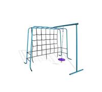 Plum Play Metal Monkey Bars Multiplay Climbing Frame with Cargo Net Climb Wall - Disc Swing Accessory - Sliding Pole with Safety Stand - Outdoor Garden Multiplay Set - Suitable from 3 Years Plus