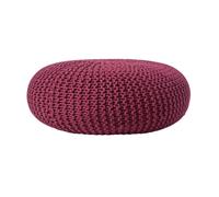 Large Round Cotton Knitted Pouffe Footstool Homescapes Plum One Size