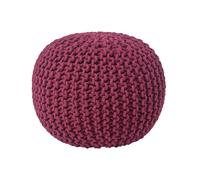 (Plum) Knitted Cotton Pouffe Footstool Round 35 x 40 cm