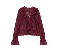 Plum Lace Ruffle Top - female - Self Portrait - Blouses - Red - 2XS - Blouses & Shirts 2XS