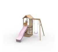 Plum Lookout Tower Wooden Play Centre with 8ft Slide - Climbing Wall and Ladder - Binocular Accessory Included - Suitable for Children 3 Years Plus