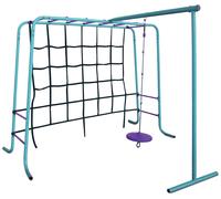 Plum Kids Outdoor Metal Climbing Frame with Monkey Bars, Swing & Cargo Net - Garden Playset for Children Ages 3+ | Durable Fun for Years | Safe & Strong