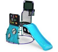 Plum Play Metal My First time Toddler Slide Playcentre with Climbing Ladder - 6 in 1 Multi Play Indoor Outdoor Garden Fun - Basketball Hoop and Net Catcher - 18 Months Plus