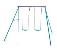 Plum Outdoor Steel Purple & Teal Double Swing Set