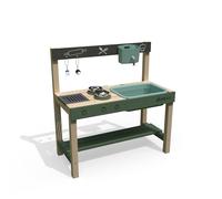 Plum Play Grubby Griddle Outdoor Discovery Mud Kitchen with Tap and Sink - Cooking utensils included - With hobs and grill