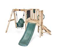 Plum Play Kids Outdoor Junior Activity Centre Swing and Slide Garden Multiplay Set for Climbing - Chalkboard, 4ft Slide, Baby Swing Seat - Children Toddlers 12 Months Plus