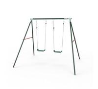 Plum Play Metal Double Swing Set Sedna - Heavy Duty Sturdy 2 Seater Garden Swing Frame - Max User 50kg Per Seat - Height Adjustable (Green)