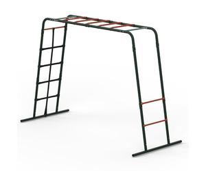 Plum Play Metal Monkey Bars Climbing Frame with Stippled Powder Coating for Extra Grip and Support - Cargo Climbing Net - Max user weight 50kg - Up to 3 users at a time - Min age from 3 years Plus