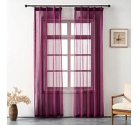 Plum Purple Sheer Curtains & Drapes 84 Inches Long Pinch Pleat Transparent