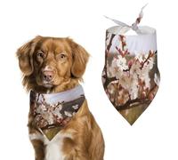 Plum Tree Blossom Dog Bandanas for Feeding Grooming, Triangle Pet Bibs Washable Pets Scarf for Cats & Dogs