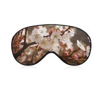 Plum Tree Blossom Eye Mask for Women & Men, Breathable & Adjustable Eye Cover, Ultra Soft Sleep Mask, Lightweight Travel Blindfold for Airplane, Nap, Night Sleeping