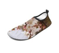 Plum Tree Blossom Water Shoes for Men Women, Lightweight Stretch Swim Shoes with Anti-Slip Rubber Sole, Quick-Dry Aqua Socks for Pool, Beach, Surfing, Style, 10 Women/10 Men